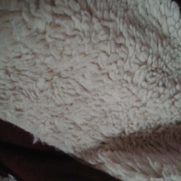 Y2K Gilly Hicks button-up sherpa lined hoodie size L maroon color - Picture 9 of 11